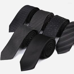 Bow Ties Q Classic 6cm Men's Casual Slim Polyester Woven Party Neckties Black Dot Fashion Mens Business Bowtie Wedding Striped Tie