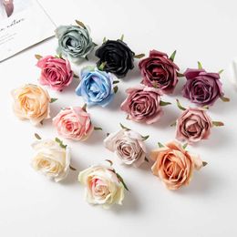 Dried Flowers 10PCS Artificial Wedding Garden Roses Christmas Decorations for Home Diy Gifts Box Cherry Fake Plants Silk Heads