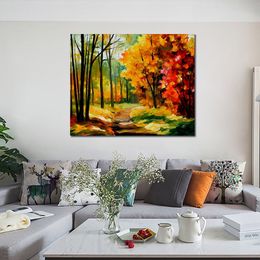 Vibrant Street Art on Canvas The Path to The Heart Handmade Contemporary Oil Painting for Living Room Wall