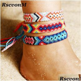 Anklets Summer Bohemia Colorf Beach Charm Rope String For Women Ankle Bracelet Woman Sandals On The Leg Chain Drop Delivery Jewelry Dhe3L