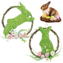 Decorative Flowers Wreath Rattan Spring Wreaths For Front Door Easter Decorations With Eggs Wall Window