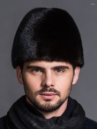 Berets Luxury Black Faux Fur Winter Men's Male Gentleman Hat Hats Fashion Warm Beanie Adult Cover Head Caps
