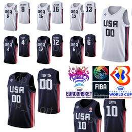 Print United States Basketball Jersey US 2023 World Cup 4 Quinn Cook 7 Cody Demps 6 Bell 9 Langston Galloway 12 Michael Frazier II 10 William Davis National Team Sport