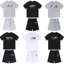 Trapstar Mens T-shirts T shirt Designer Shirts Embroidery Printed Letter Luxury Rainbow Colour Summer Sports Casual Short Outfit Tracksuit Tidal flow design 558ess