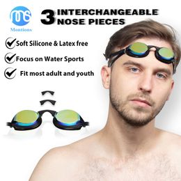 goggles Montions Swimming Goggles Anti Fog for Adult Men Women with Mirrored Lens UV Protected 3 Sizes Nose Bridges Adjustable Straps 230617