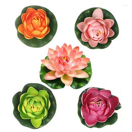 Flores decorativas 5 pçs Lírio d'água artificial flutuante Flor de lótus Decoração para lago 10 cm Lótus