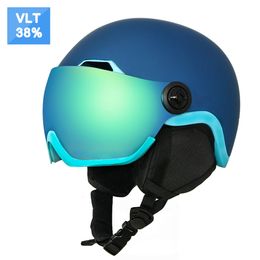Skates Helmets EnzoDate Ski Snow Helmet with Integrated Goggles Shield 2 in 1 Snowboard and Detachable Mask cost Night Vision Lens 230617