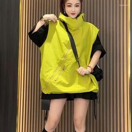 Women's Vests Women Sleeveless Hoodie Sweatshirt Jacket Zipper Hooded Vest Cardigans Streetwear Korean Fashion Solid Colour Loose Tops