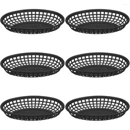 Dinnerware Sets 6 Pcs Snack Basket Portable Oval Tray Fruit Container Fried Chicken Household Bread Abs Serving Plate French Fries