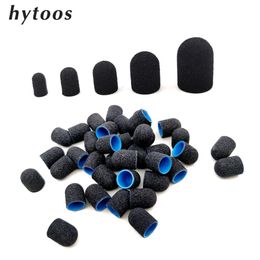 Nail Art Equipment 50Pcs Pedicure Care Black Sanding Caps HYTOOS Nail Drill Bit Accessories Plastic Sand Block Foot Cuticle Calluse Polishing Tool 230616