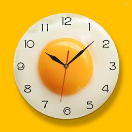 Wall Clocks Fried Egg 3D Clock Modern Design Breakfast Theme Simple Home Kitchen Dining Room Living Decoration