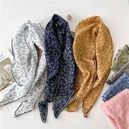 Scarves Stylish Triangle Scarf Women Cotton Linen Solid Colour All-match Decorative Small Shawl Korean Version