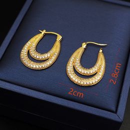 New designed Arc De Triomphe EARRING IN BRASS Diamond Earrings French Vintage WOMEN EAR HOOPS Designer Jewellery HX289RE