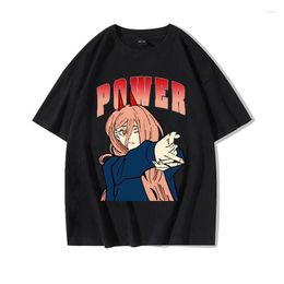 Men's T Shirts Anime Power Tops Hip Hop Streetwear Chainsaw Man Manga Oversized Tee Shirt 2023 Summer Fashion T-shirt Men Women Cotton