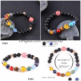 Beaded Eight Planets Bracelet Universe Galaxy Solar System Lava Rock Yoga Beads Bracelets Bangles For Women Men Gift Drop Delivery Je Dhq0Y