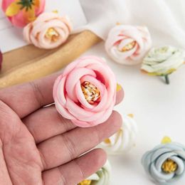 Dried Flowers 10Pcs Fake Silk Tea Roses Scrapbook Diy for Christmas Home Decoration Wedding Party Garden Artificial