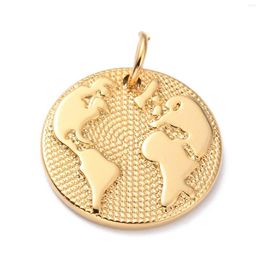 Pendant Necklaces Pandahall 2pcs Flat Round With Earth Stainless Steel Pendants Jump Rings Metal Charms For Necklace Jewellery Making Gift