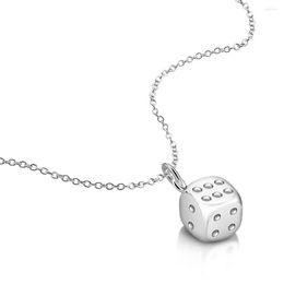 Chains Ziqiudie Sterling Silver Platinum-plated Dice Pendant Jewellery Men's Necklace Tide Brand All-match Simple Female Ins Hip