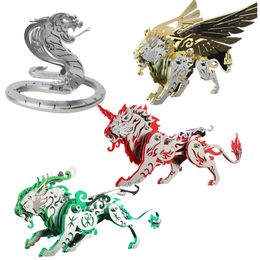 3D Puzzles Metal Puzzle White Tiger Assembly Model Decoration for Kids Adult High Difficulty Toys Boy's Birthday Gift Free Tools 230616