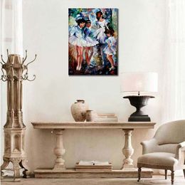 Colorful Textured Canvas Art Young Ballerinas Hand Painted Abstract Artwork Urban Landscape High Quality