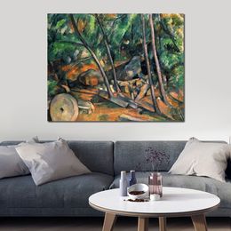 Impressionism Paul Cezanne Painting Handmade Canvas Art Woods with Millstone Landscape Wall Decor Modern