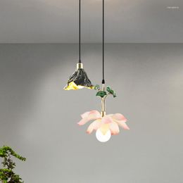 Pendant Lamps Bedroom Bedside Small Creative Dining Room Decoration Hanging Lamp Balcony Staircase Led Lotus Lights