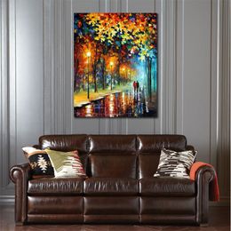 High Quality Canvas Art The Warmth of Friends Handcrafted Oil Paintings Urban Streets Modern Wall Decor