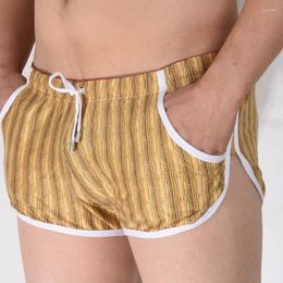 Underpants Casual Pocket Men's Beachwear Striped Rope Boxer Shorts Covered Edge Male Short Pants Men Homewear Smooth Outerwear