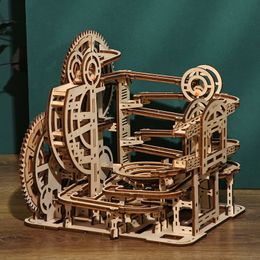 3D Puzzles Stereoscopic Wooden Puzzle Time and Space TunneI Marble Maze Laser Cutting Mechanical DIY Educational Handmade Assemble Toys 230616