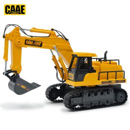 Diecast Model RC Excavator Toy Remote Control Hydraulic Car for Construction Tractor Vehicle Rechargable Engineering Digger Truck Birthday 230616