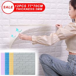 Wall Stickers 12PCS Self Adhesive Foam Wallpaper Waterproof 3D Brick Panel Living Room Bedroom Papers Home Color Decor 230616