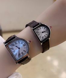 24mm 30mm Unique Women D Shape D Quartz Watch CPCP Cloche Clock Real leather Wristwatch Roman number Clock For Couple