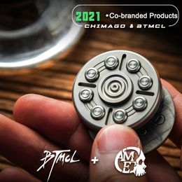 Spinning Top MUYI Edc Fidget Zirconium Alloy Haptic Coin Push Button EDC Fingertip Gyro Decompression Toy Toys Adults 230616