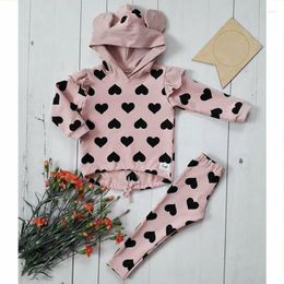 Clothing Sets 3PCS Baby Girl Clothes Set Autumn Winter Toddler Kid 3D Ear Hooded Sweatshirt Pullovers Tops Ruffles Plaid Pants Outfits