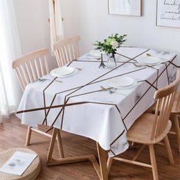 Table Cloth White Marble Texture Stripes Tablecloth Waterproof Dining Rectangular Round Home Textile Kitchen Decoration