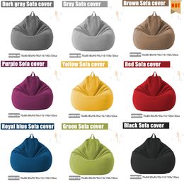 Chair Covers Large Small Lazy BeanBag Sofas Cover Chairs without Filler Linen Cloth Lounger Seat Bean Bag Pouf Puff Couch Tatami Living Room 230616
