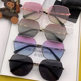 2023 Top Grade Mixed Colour Lens New Model Titanium Alloy Large Frame Purple PC Material High-End Fashion Sunglasses For Women Summer Home Travel Beach Outdoor