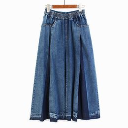 Jeans 220234 High Waist Navy Blue Denim Pleated Long Wide Leg Jeans New Loose Women Trousers Fashion Tide Spring Autumn 2022