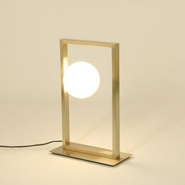 Table Lamps Modern LED Lamp For Living Room Bedroom Desk Gloden Glass Ball Stainless Steel Wood Bedside Office Decor Light