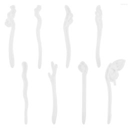 Jewellery Pouches 8Pcs Clear Hairpin Mould Hair Stick Silicone Moulds For Resin Pin Making DIY Craft