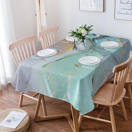 Table Cloth Marble Turquoise Tablecloth Waterproof Dining Wedding Party Rectangular Round Home Textile Kitchen Decoration