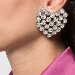 Backs Earrings Stonefans Luxury Full Crystal Heart Clip On Wedding Accessories Bride Rhinestone No Piercing Jewellery For Women