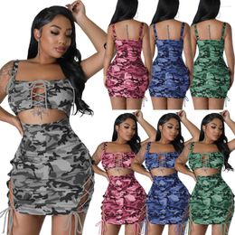 Casual Dresses Women Dress Sling Camouflage Print Tight Sleeveless Slim Fit Sexy Fashion Tops Vintage Summer Clothing 2023 For Girls