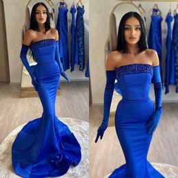 Elegant Royal Blue Prom Dresses Sequins Strapless Mermaid Party Evening Gowns Formal Long Special Occasion dress