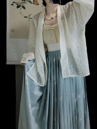 Ethnic Clothing Original Hanfu Coat Han Summer Lace Aeroplane Sleeve Cabbage Cardigan Loose Hollow Sunscreen Shirt