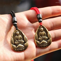 Pendant Necklaces Retro Chinese Zodiac Exquisite Maitreya Brass Buddha Necklace Men Lucky Amulet Fortune Jewelry