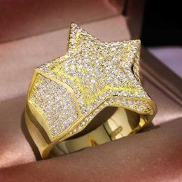 Custom Design Vvs Moissanite Hip Hop Star Ring Karat 10k 14k Real Solid Gold Pass Diamond Tester Iced Out Fine Jewellery