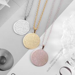 Pendant Necklaces Men Ladies Fashion Stainless Steel Round Medal Necklace Casual Amulet Jewellery Muslim