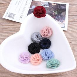 Hair Clips Wholesale 50PCs 22MM Handmade Flatback Chiffon Flowers Craft Button Patch Sticker Fit Garment Shoes Jewelry Ornament