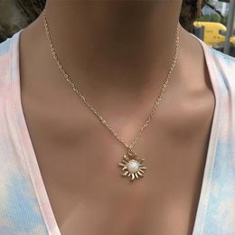 Chains 1 Pcs Charm Women Necklaces Set Bohemian Colorful Gem Sun Flower Gold Necklace Classic Lady Jewelry Accessories